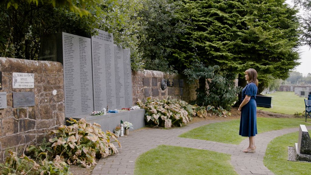 Lorraine Kelly visits the Lockerbie Gardens of Remembrance at Dryfesdale Cemetery in Return To Lockerbie With Lorraine Kelly