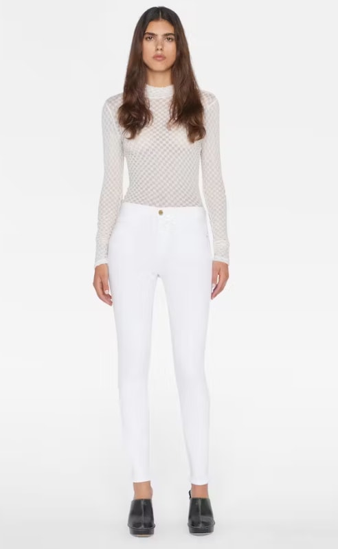 frame white cropped jeans 