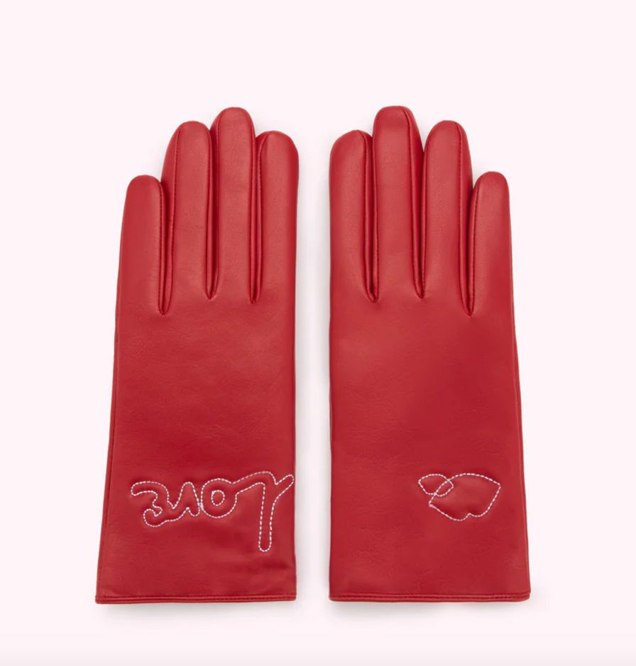 Lulu Guinness Red Leather Gloves