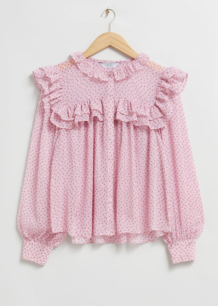 & Other Stories frilled pink blouse