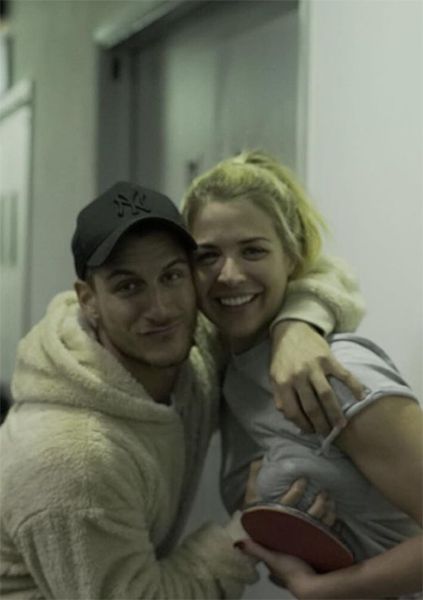 Gorka Marquez with his hand on Gemma Atkinson breasr