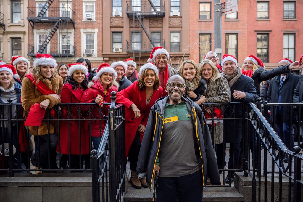 Jenna Bush Hager, Sheinelle Jones, Hoda Kotb, Craig Melvin, Savannah Guthrie, and other TODAY staff surprise Al Roker, singing Christmas songs and giving well wishes for his recovery on Wednesday, December 14, 2022