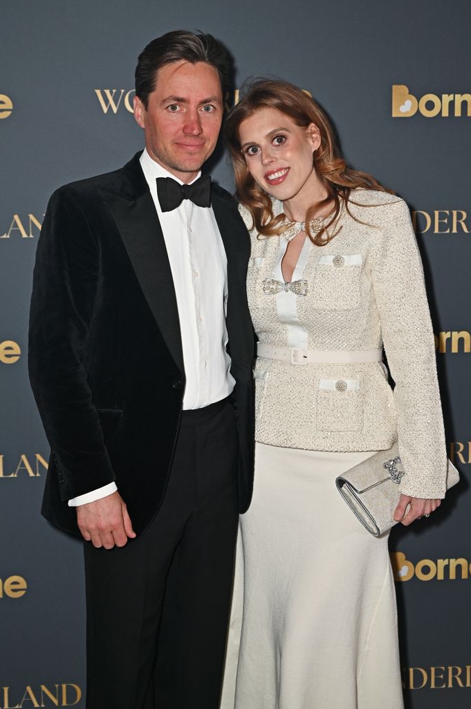 Princess Beatrice in white with her husband Edoardo Mapelli Mozzi in a suit