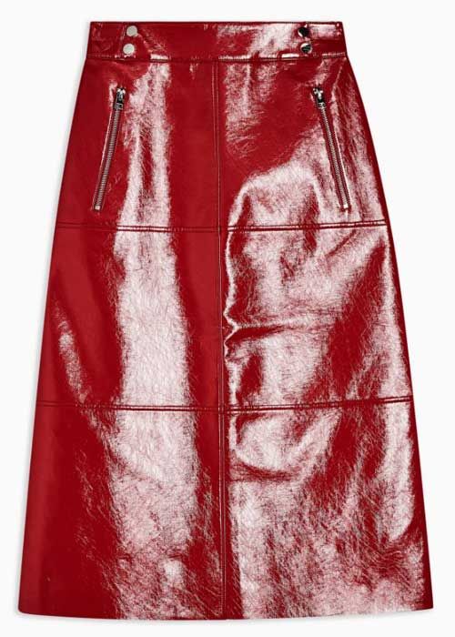 red leather skirt
