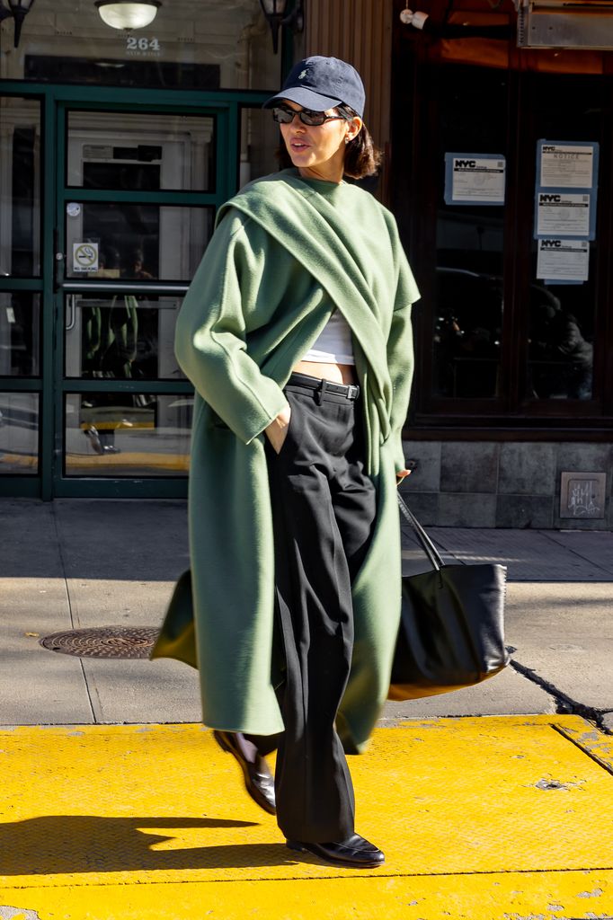 Kendall Jenner is seen in West Village attends the Fashion Parade of Calvin Klein during New York Fashion Week: the shows on February 7, 2025 in New York City