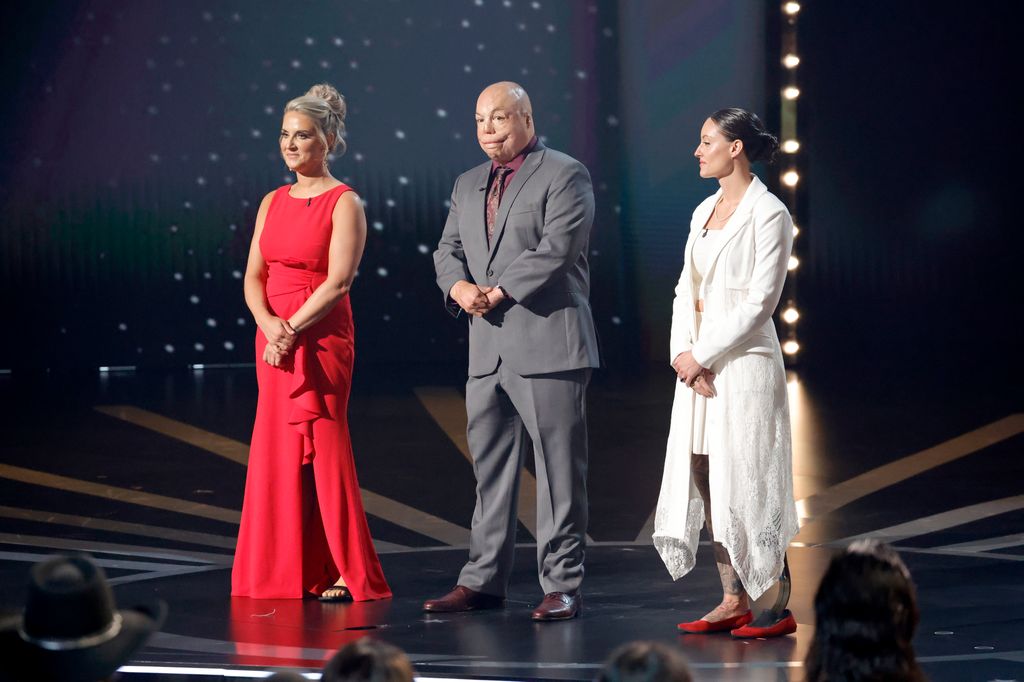 Former Pat Tillman Award recipients Kirstie Ennis, Israel Del Toro and Elizabeth Marks speak onstage during the 2024 ESPY Awards