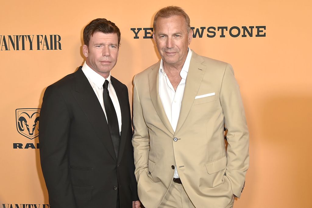 Taylor Sheridan and Kevin Costner attend the "Yellowstone" World Premiere at Paramount Studios on June 11, 2018 in Los Angeles, California