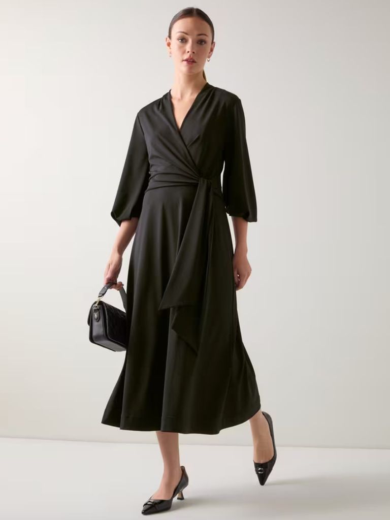 LK Bennett 'Aiper' Black Tie Front Jersey Dress