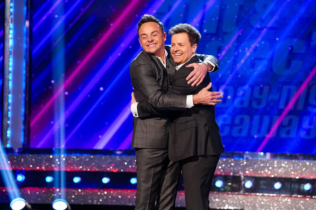 Ant McPartlin and Declan Donelly embracing