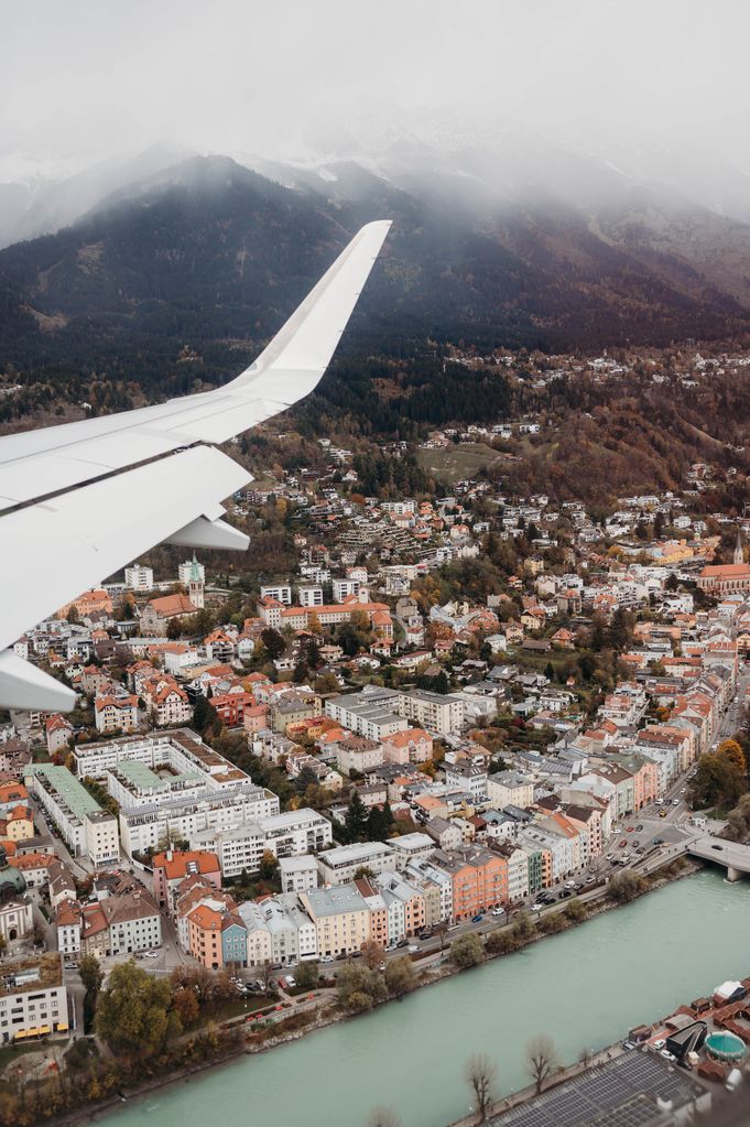 Views of Innsbruck from an airplane