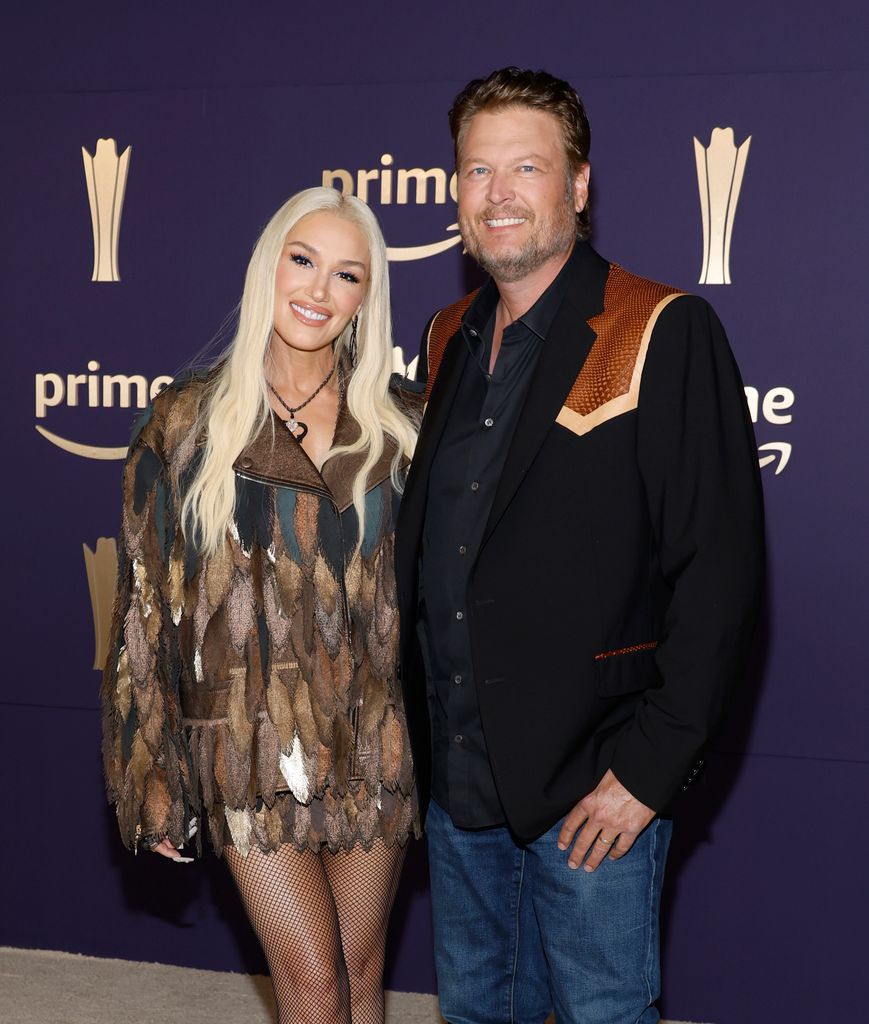 FRISCO, TEXAS - MAY 16: EDITORIAL USE ONLY. (L-R) Gwen Stefani and Blake Shelton attend the 59th Academy of Country Music Awards at Omni Frisco Hotel at The Star on May 16, 2024 in Frisco, Texas. (Photo by Jason Kempin/Getty Images)