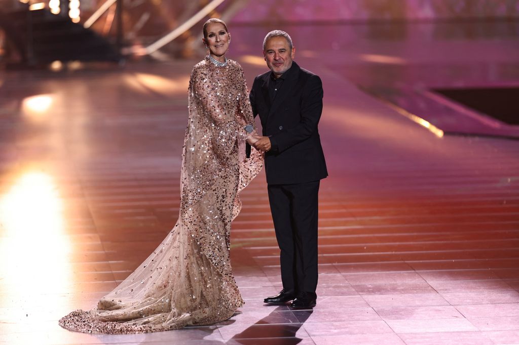 Celine Dion and Lebanese fashion designer Elie Saab posed together