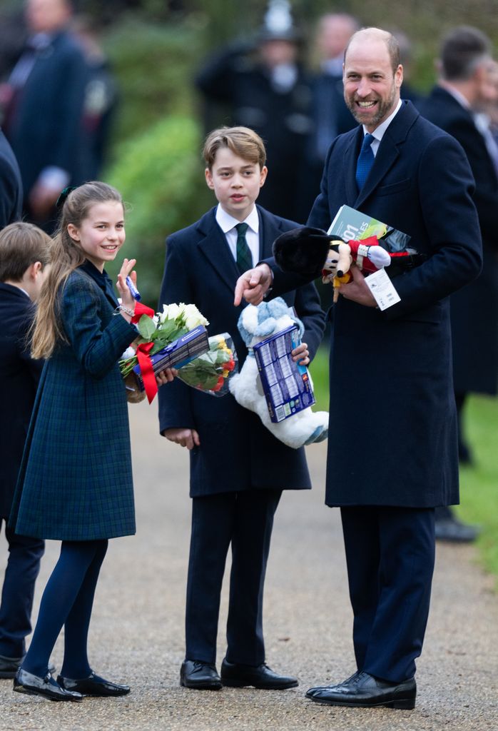 William waving with George and Charlotte on Christmas Day