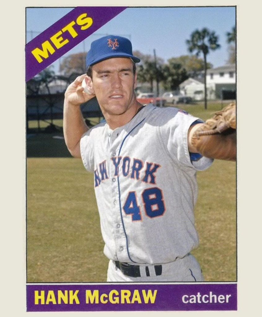 Hank McGraw's card as a pro baseball player with the New York Mets