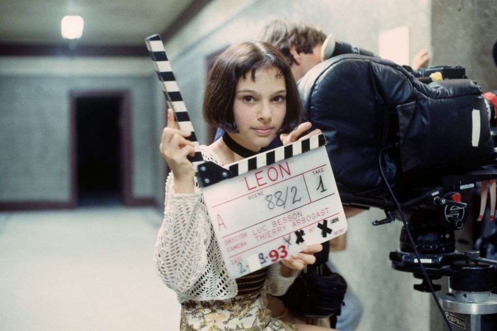 Natalie Portman on the set of the film "Leon", directed by Luc Besson in 1994
