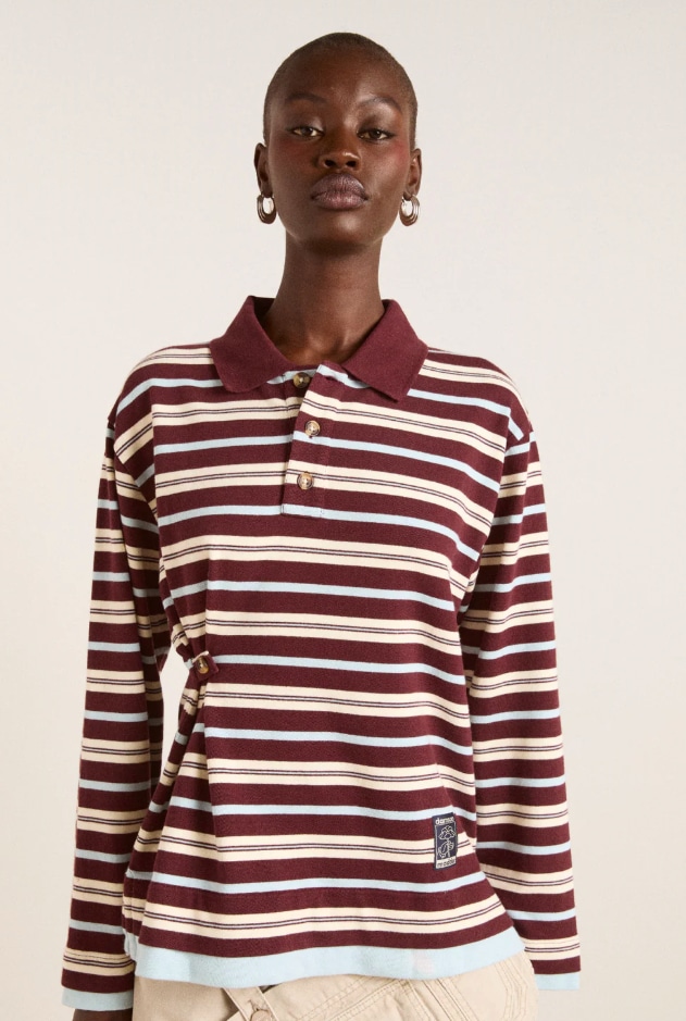 noah cinch layered rugby - choc stripe
