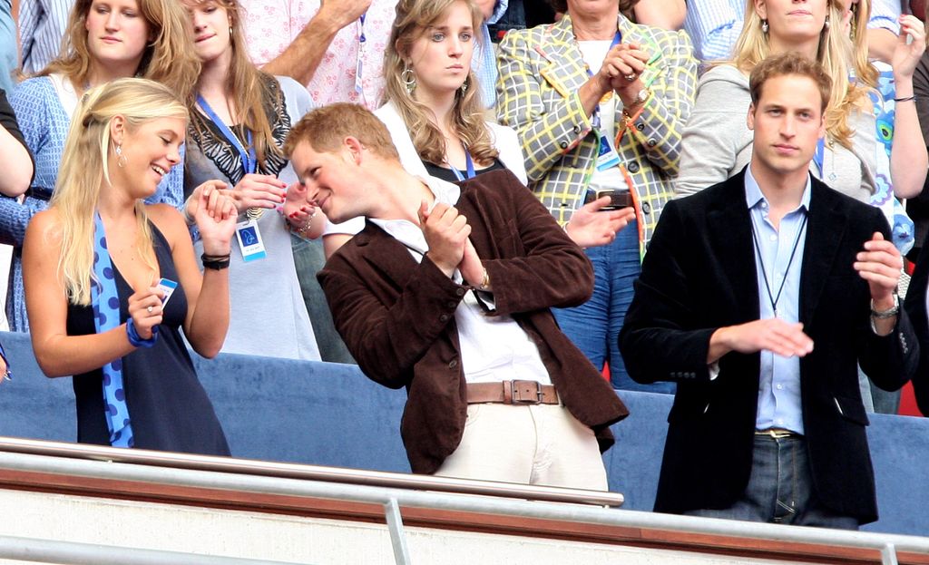 Chelsy Davy, Prince Harry and Prince William attend Concert for Diana in 2007