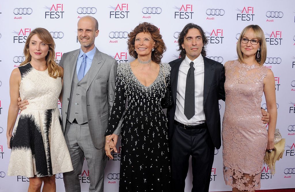 Sasha Alexander, Edoardo Ponti, actress Sophia Loren, Carlo Ponti, Jr. and Andrea Meszaros Ponti arrive at the AFI FEST 2014 