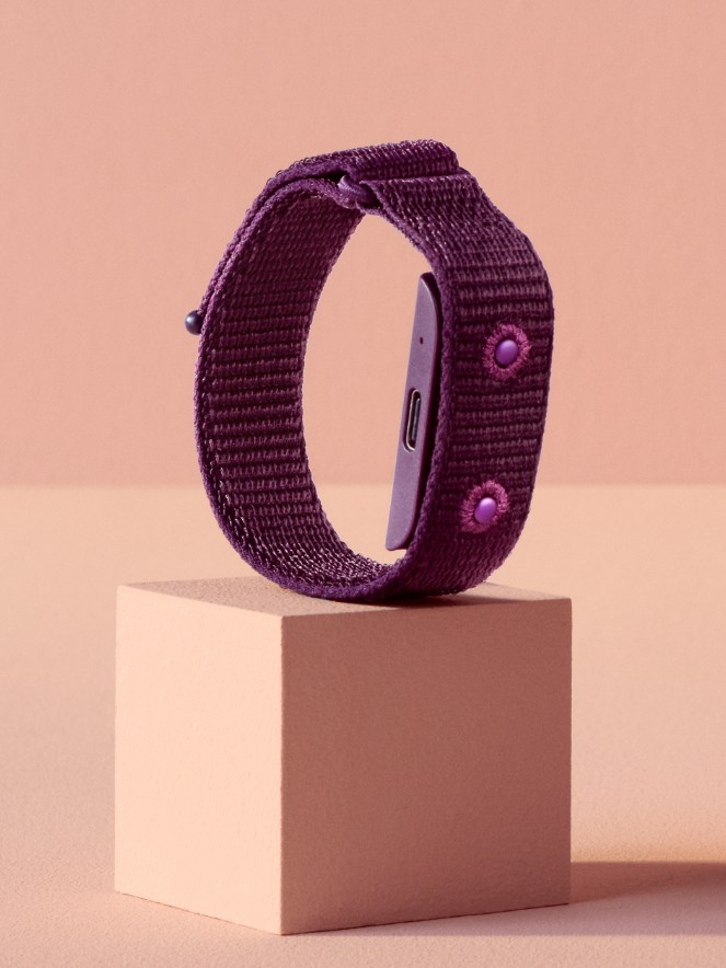 Purple wristband on a little podium