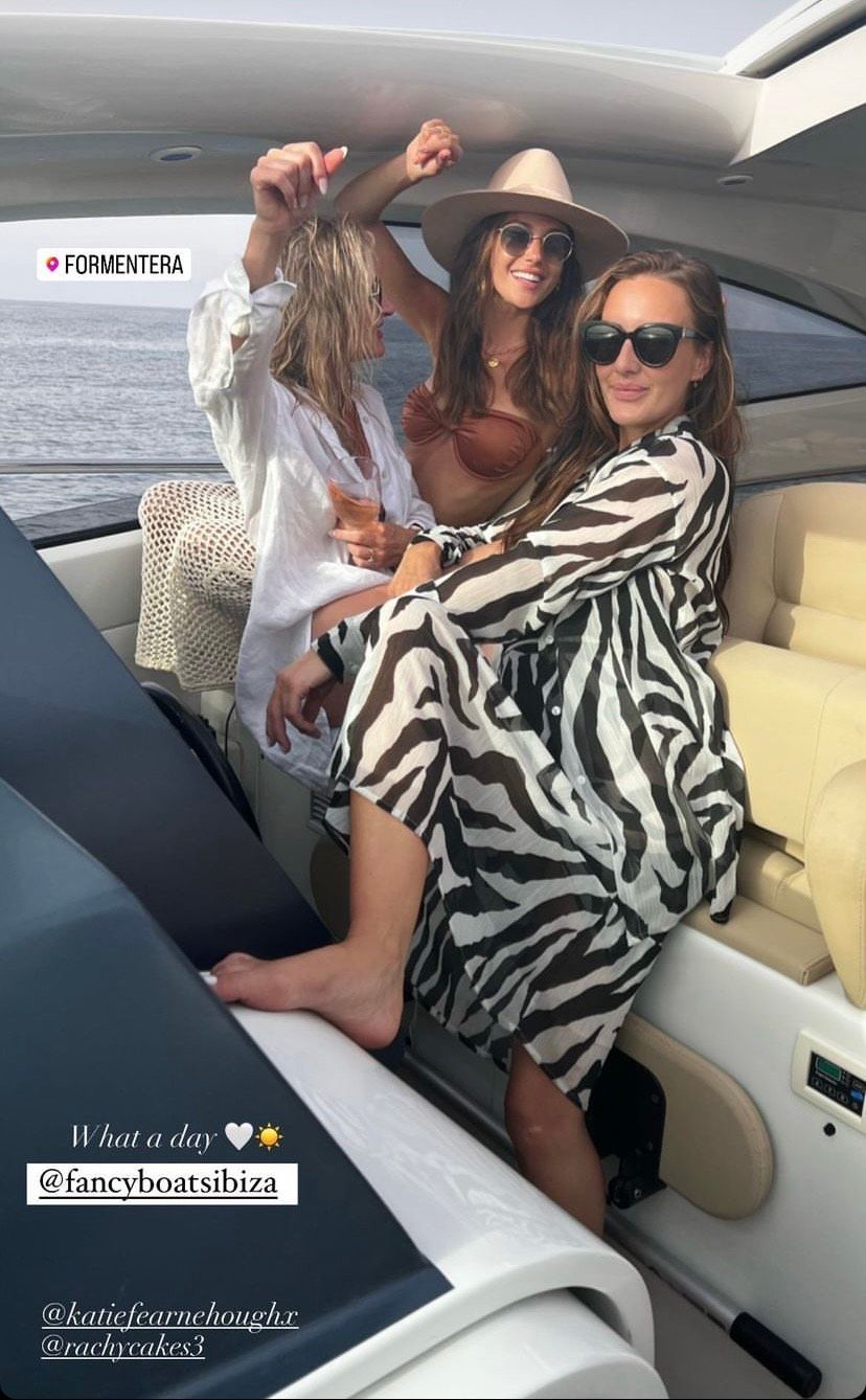 Michelle Keegan and her friends on a boat