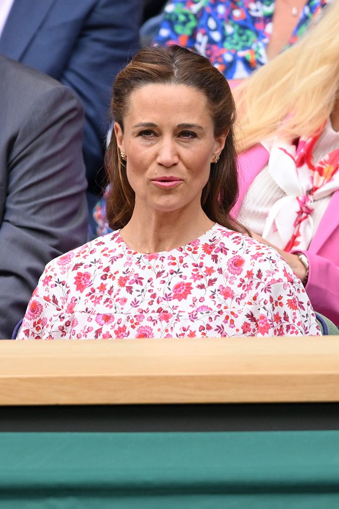 Pippa Middleton at Wimbledon in a white and pink floral dress