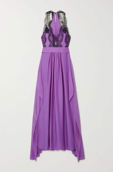 victoria beckham purple lace dress