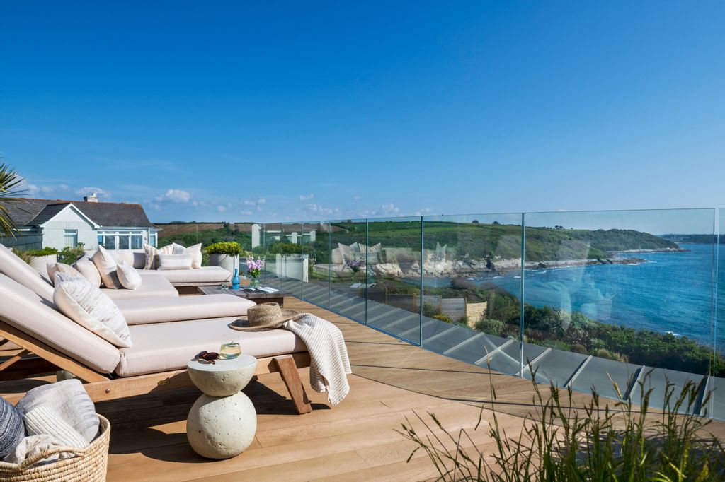 rooftop terrace with sea views