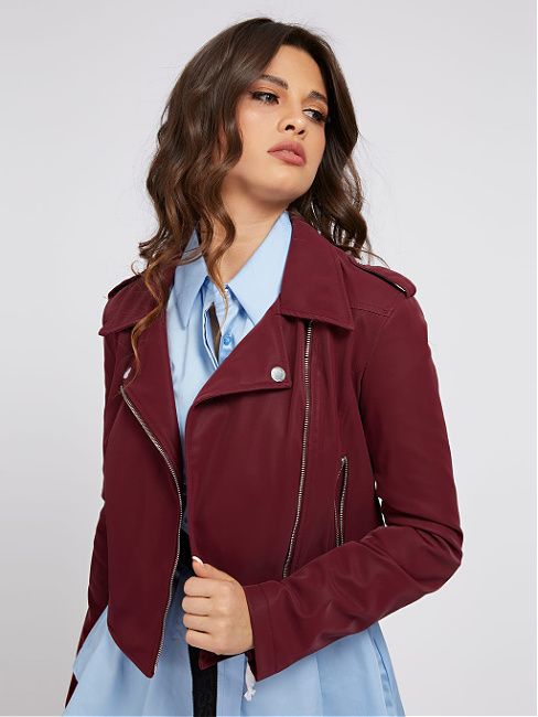 meghan markle burgundy leather biker jacket lookalike