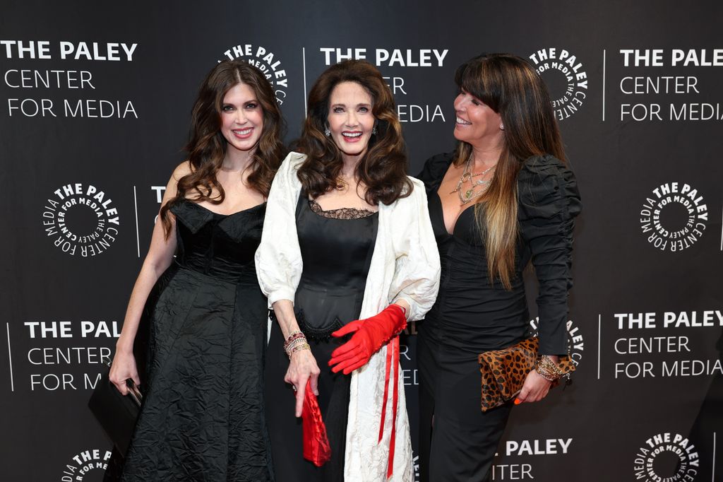 Jessica Altman, Lynda Carter and Patty Jenkins attend the 2025 Paley Honors at The Ziegfeld Ballroom on May 19, 2025 in New York City