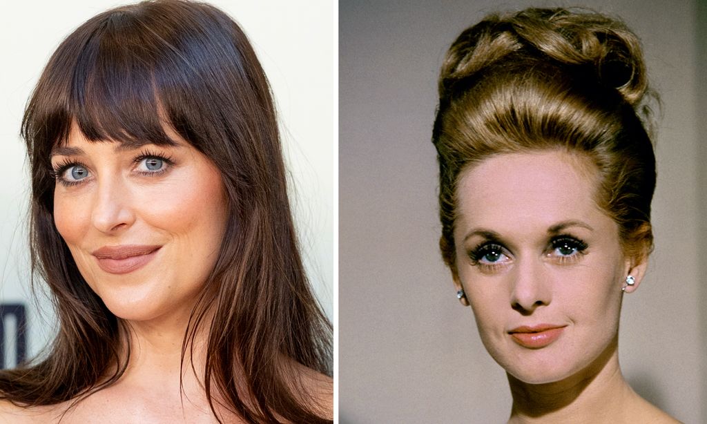 Dakota Johnson and Tippi Hedren in a split image