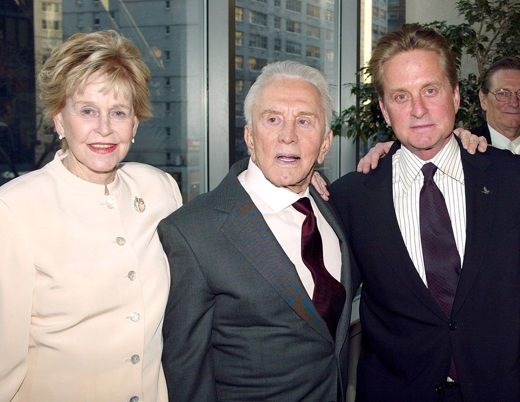 Michael Douglas with mom Diana and father Kirk at the New York premiere of their move, It Runs in the Family
