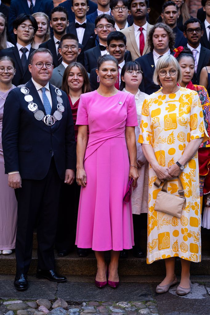 Olle Burell, Crown Princess Victoria of Sweden and Anette Scheibe Lorentzi  pose for a picture with the nominees 