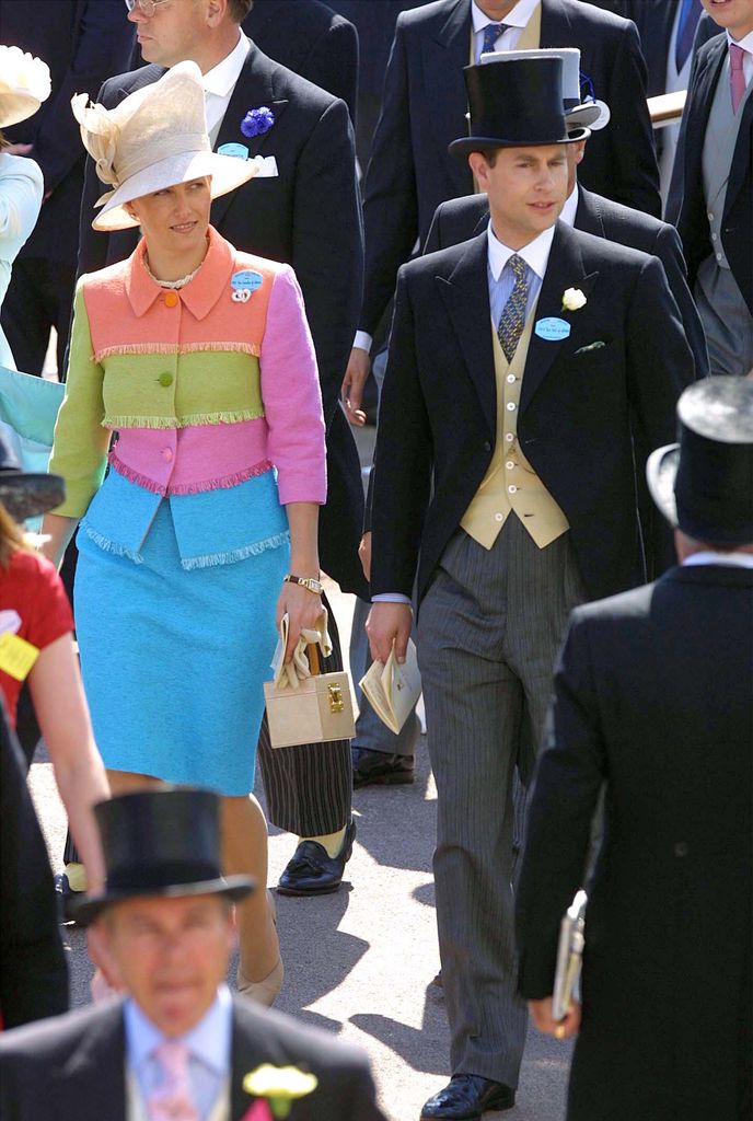 The Countess of Wessex in bright skirt suit with edward in tails