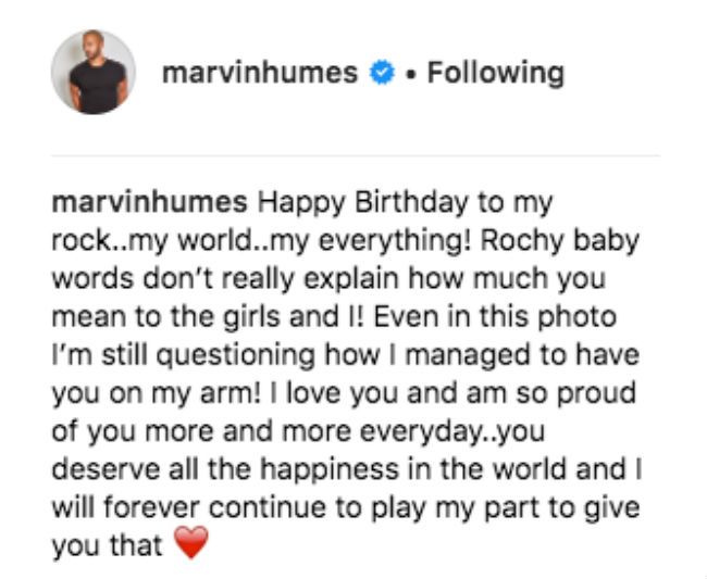 marvin humes message rochelle birthday