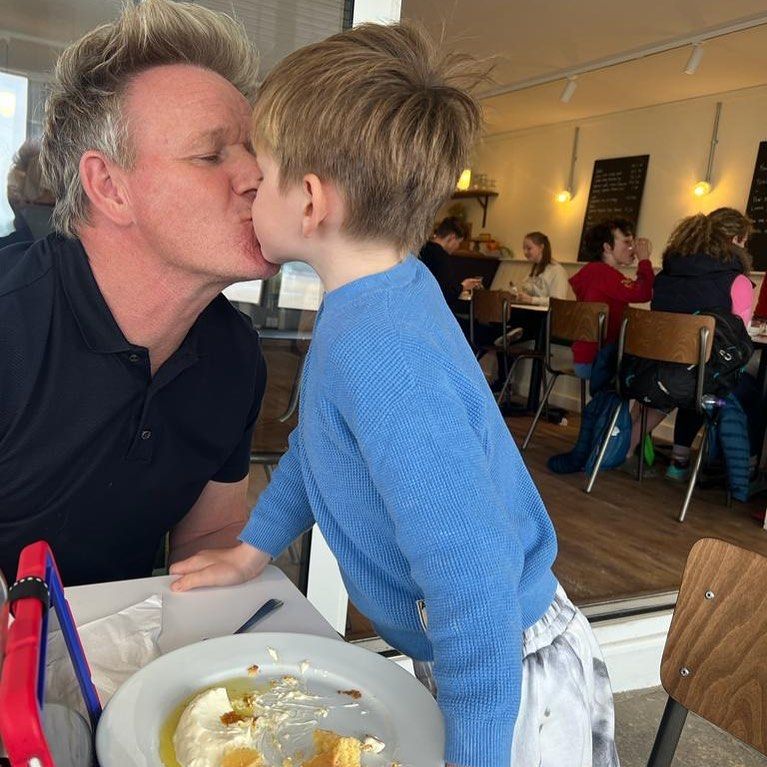 Gordon Ramsay kissing his son Oscar