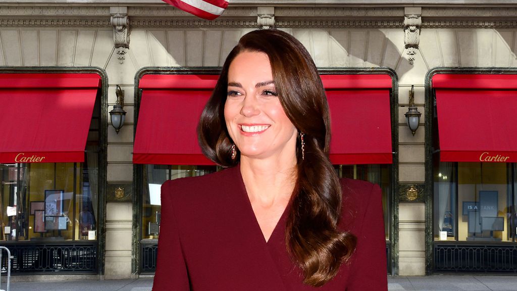kate middleton over photo of cartier storefront