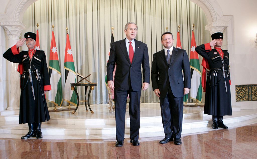 George W. Bush with King Abdullah II in Raghadan Palace in 2006