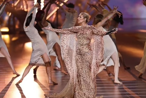 Celine wowed the crowd in her pink gown