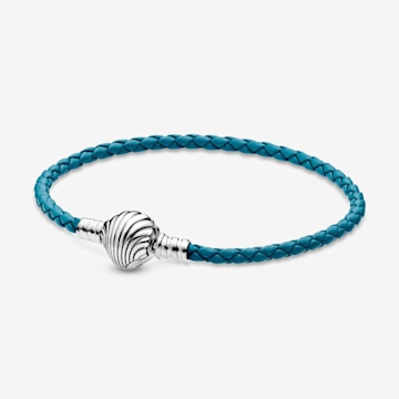 Seashell Clasp Turquoise Braided Leather Bracelet