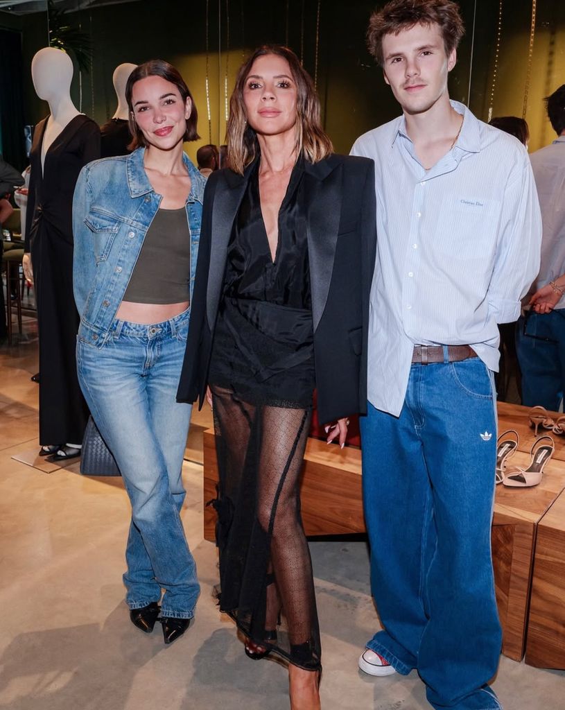 Cruz Beckham, Victoria Beckham and Jackie Apostel attended a jewellery launch in London