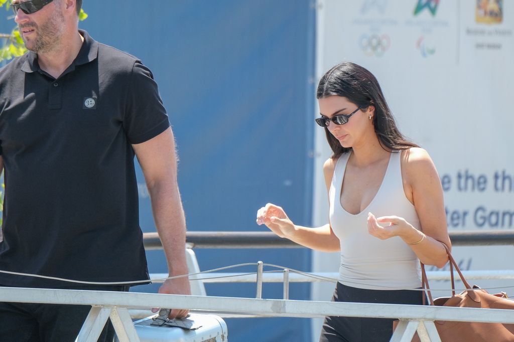 Kendal Jenner leaves Venice airport after attending the wedding of Jeff Bezos and Lauren Sanchez