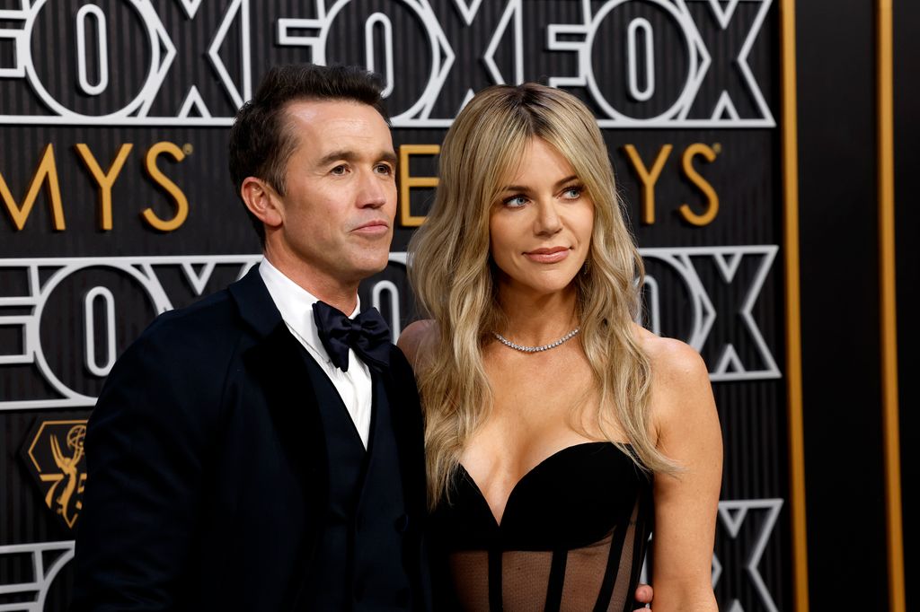 Rob McElhenney and Kaitlin Olson attend the 75th Primetime Emmy Awards at Peacock Theater on January 15, 2024 in Los Angeles, California.