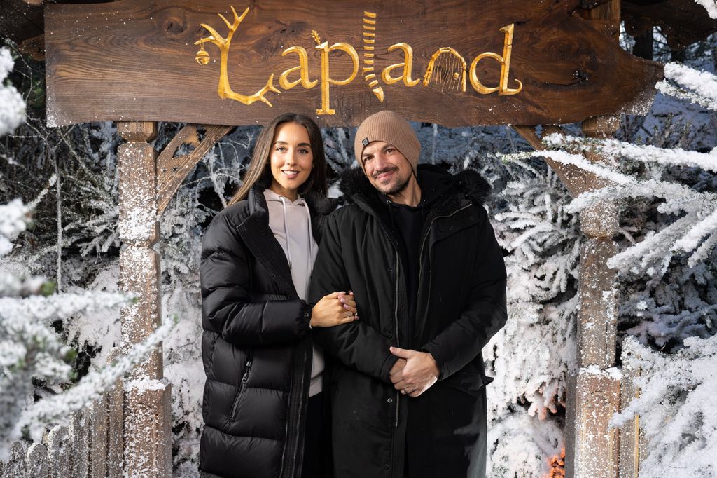 Emily MacDonagh and Peter Andre visit LaplandUK at Whitmoor Forest on December 17, 2023
