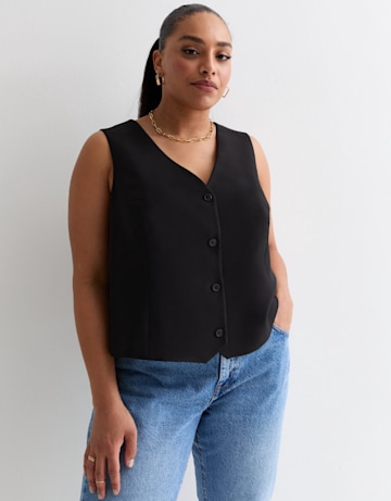 plus size black waistcoat