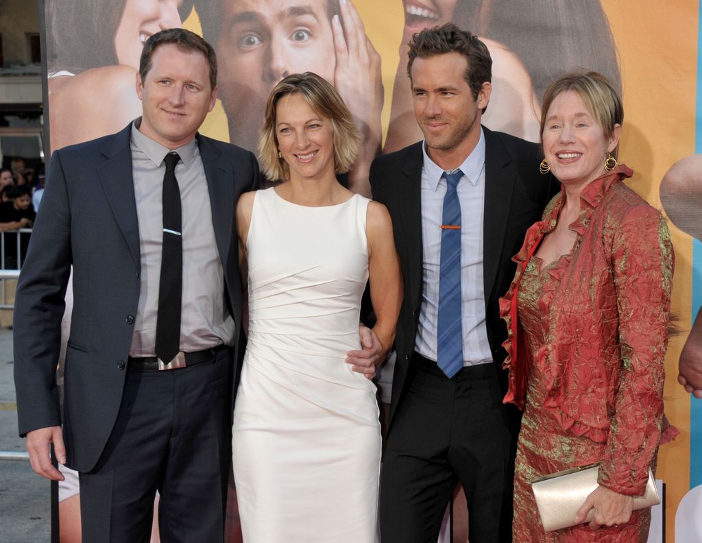 Ryan Reynolds arrives with his mom, brother and sister-in-law at the World Premiere of "The Change-Up" at the Village Theatre on August 1, 2011 in Westwood, California