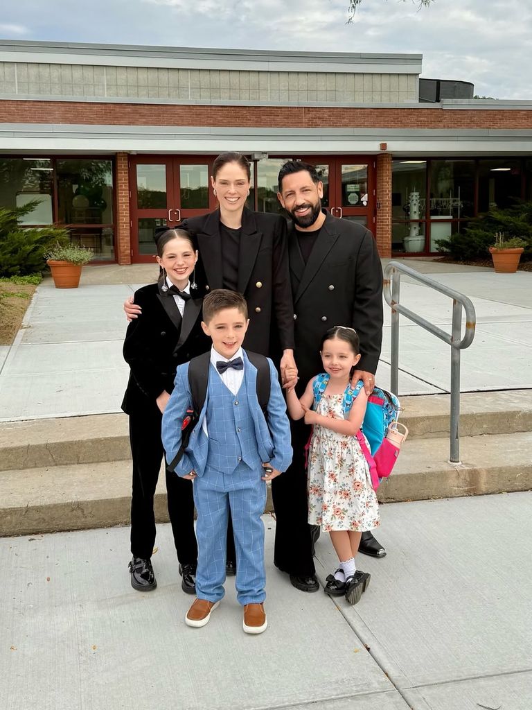 Coco Rocha and her family on the first day of school
