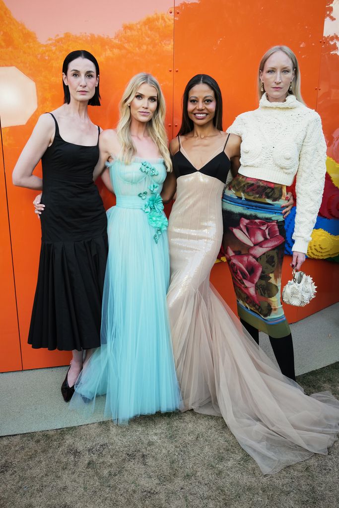 Erin O'Connor, Lady Kitty Spencer, Emma Thynn and Jade Parfitt pose at party