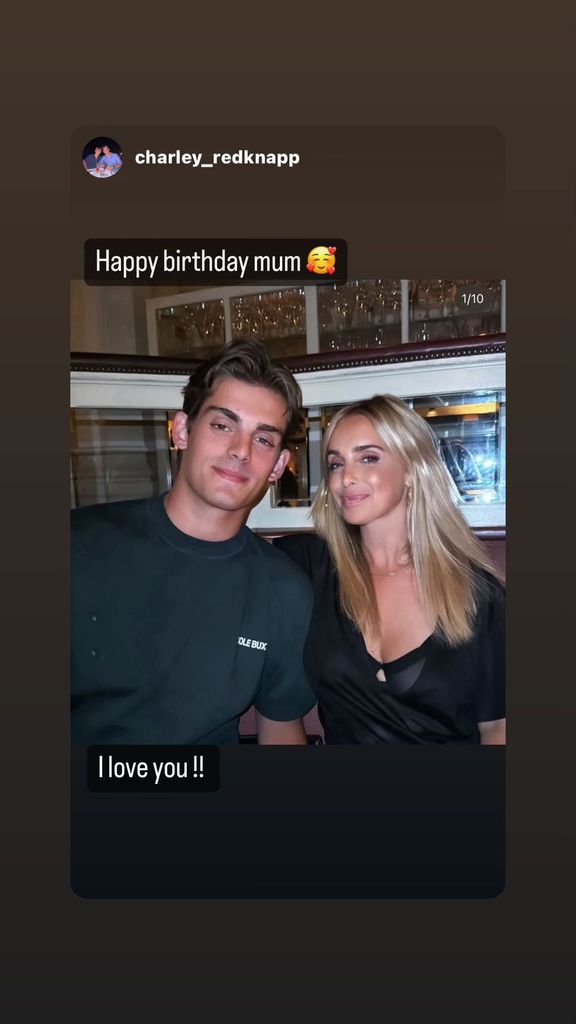 Charley Redknapp's Instagram Story wishing his mother a happy birthday