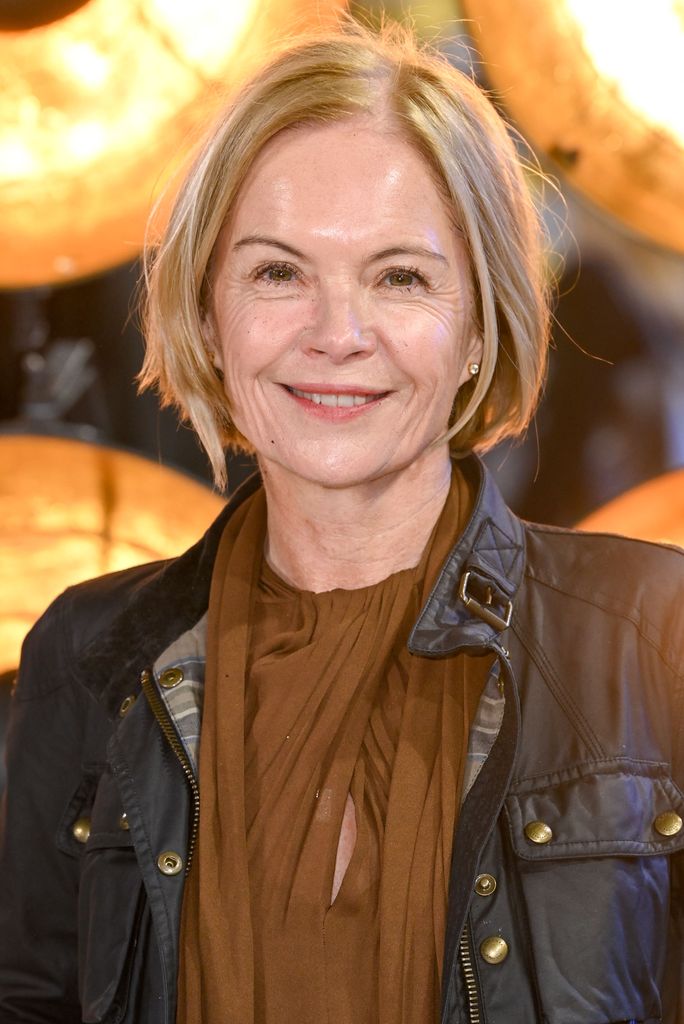 Mariella Frostrup on the red carpet in a leather jacket