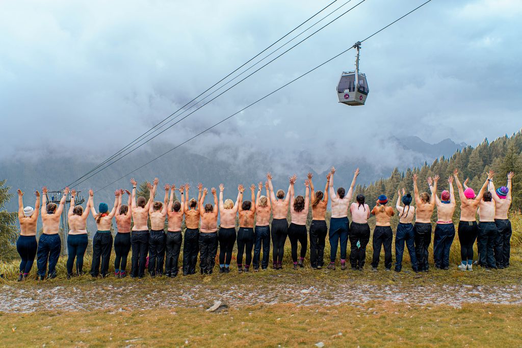 Topless ladies in the alps 
